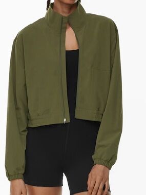 Aritzia Olive Green Cropped Bomber Jacket MoveTech™ Triumph Jacket 6653